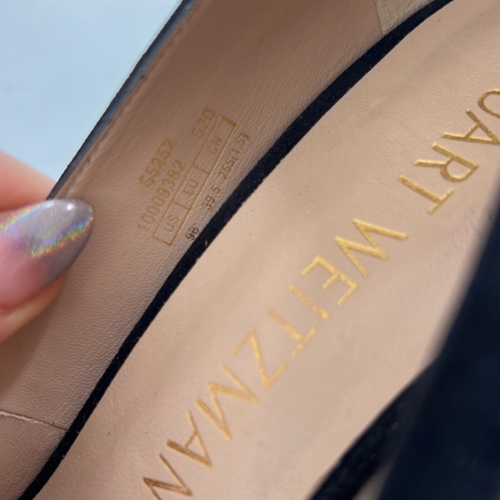 Stuart Weitzman Black Suede Heel Pumps Stilettos Point Anny Sz 9 - Picture 4 of 10